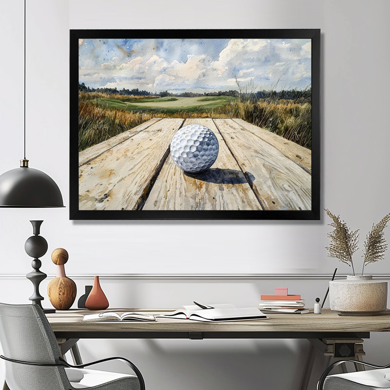 «Greens And Dreams Golf Course Landscape I», art mural golf, Cadre simple, Noir, noir, noir, noir, H 12 po x l 20 po
