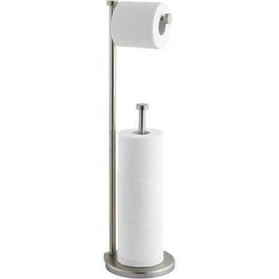Porte-papier hygiénique autoportant avec rangement de réserve, peut contenir des rouleaux géants et un distributeur de papier hygiénique