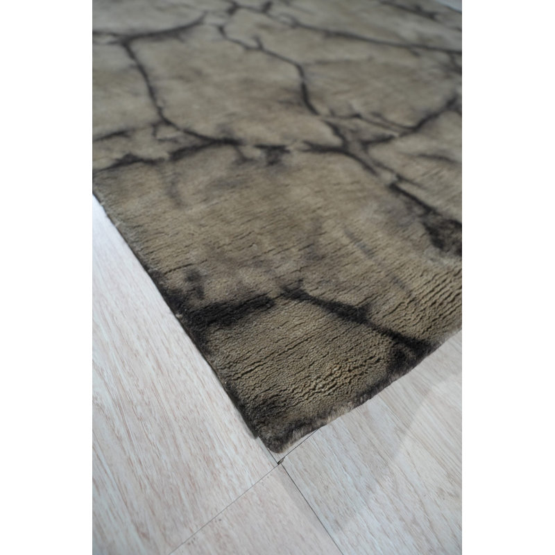 4x6 Gray Hand-Knotted Wool Organic Stone Texture Abstract Modern Contemporary Carpet Rug