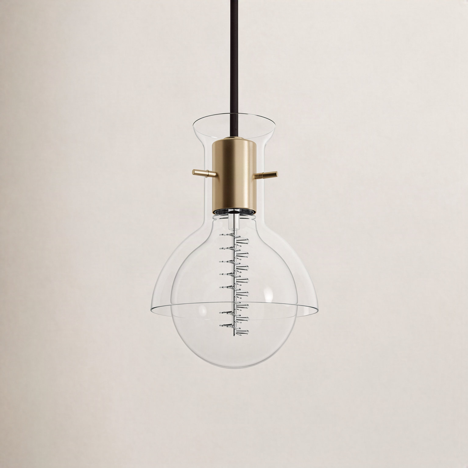 Luke Single Light Glass Dimmable Pendant, Aged Brass