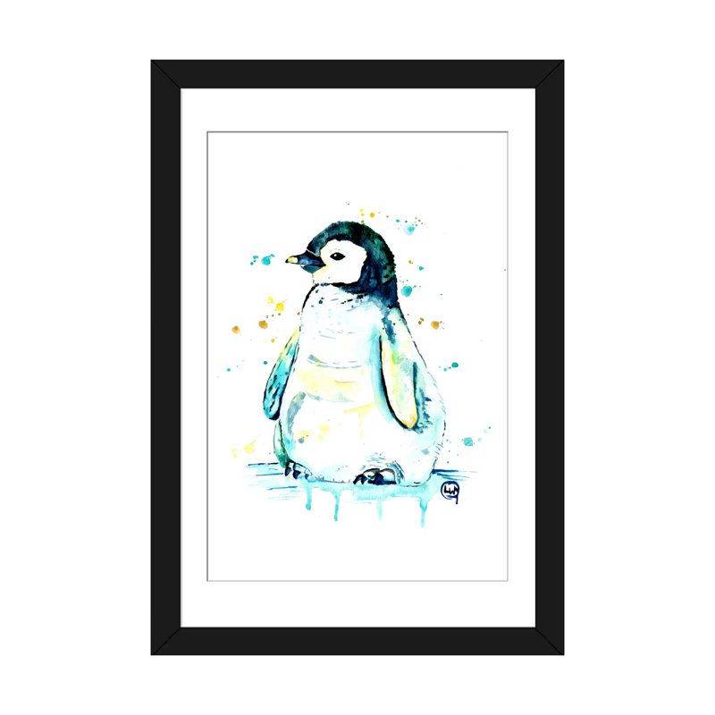 « waddle », impression sur toile tendue, H 24 po x l 16 po x P 1 po, Papier avec cadre noir, Blanc