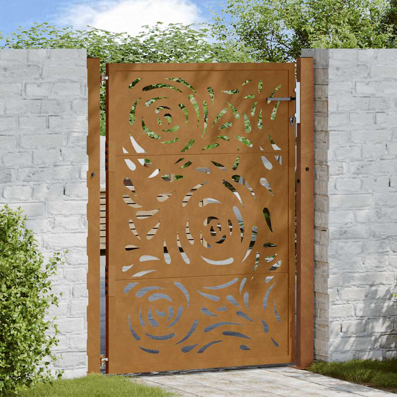  Garden Gate Steel Flame Design, Rusty, 105 x 130 cm
