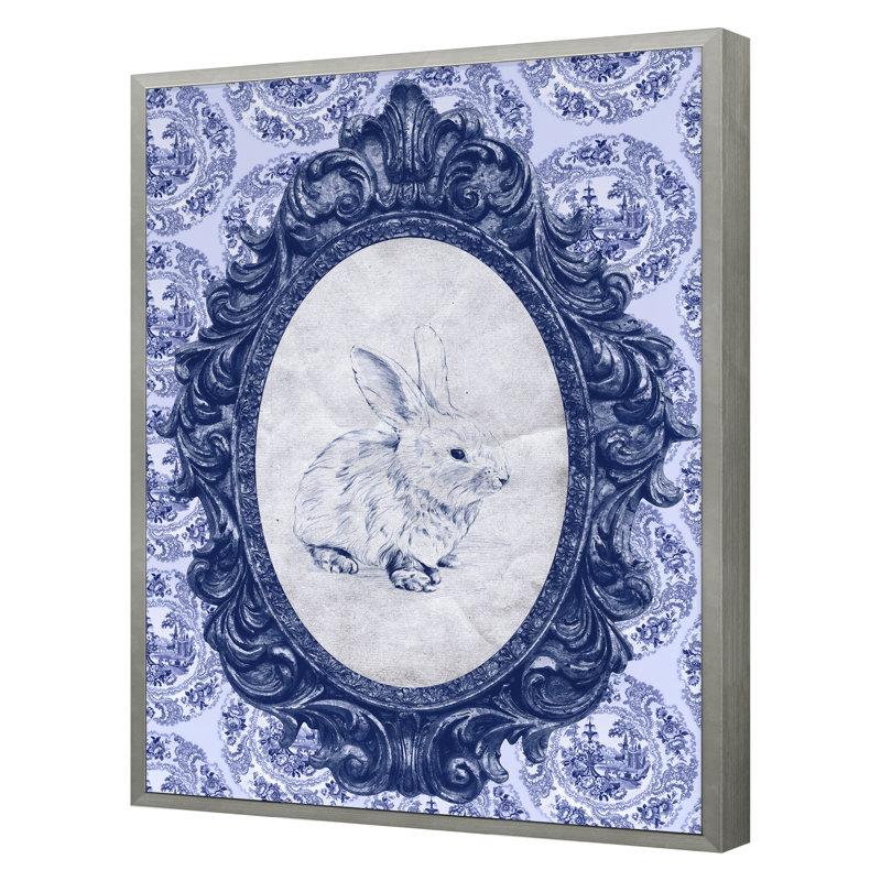 Toile Bunny Print by THE Studio, 20" H x 15" W, Silver Framed