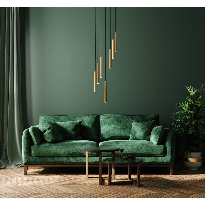 Lustre 7 lumières en nickel brossé Mahlum, Doré, 11 lumières