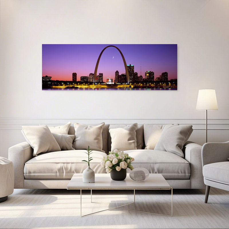 Skyline, St. Louis, Mo, États-Unis, art abstrait moderne, art mural de la ville, H 20 po x l 60 po
