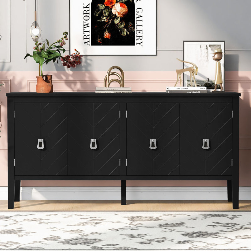 Console de rangement en bois, Noir