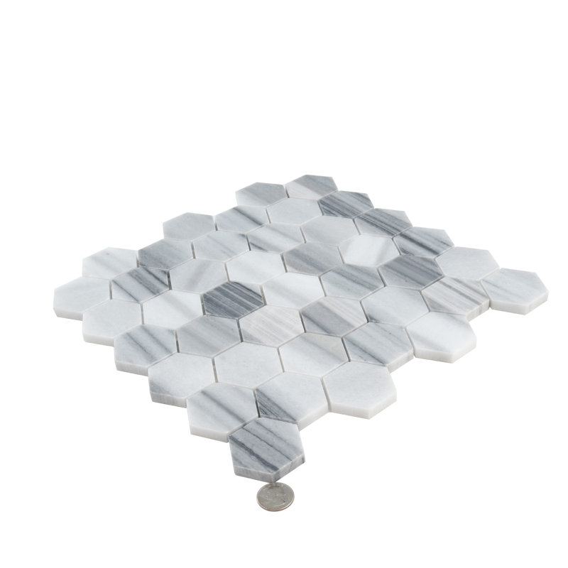 11.8" x 11.8" Natural Stone Honeycomb Mosaic Wall & Floor Tile, White