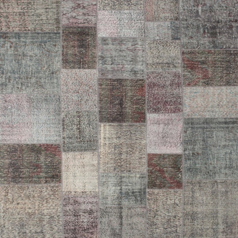 Gris contemporain/Tapis décoratif brun, Carré 8 pi