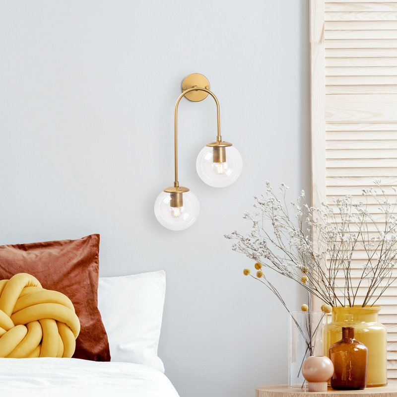Armed Sconce, Shiny Gold, Clear
