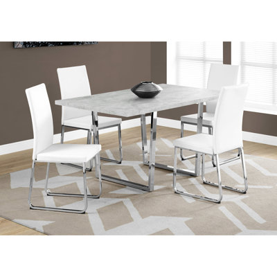 Contemporary 60" Rectangular Dining Table, Grey Laminate, Metal Legs, Casual & Formal Modern Table Rectangular, Laminate Covering, Leg Frame, For Home