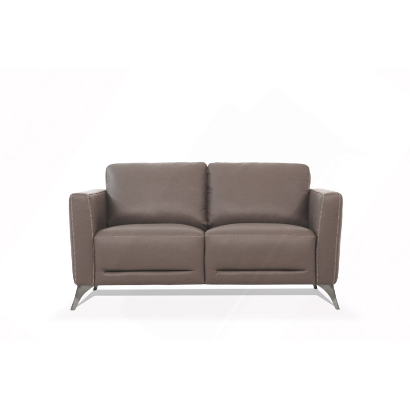 Causeuse en cuir taupe de Malaga (assemblée)