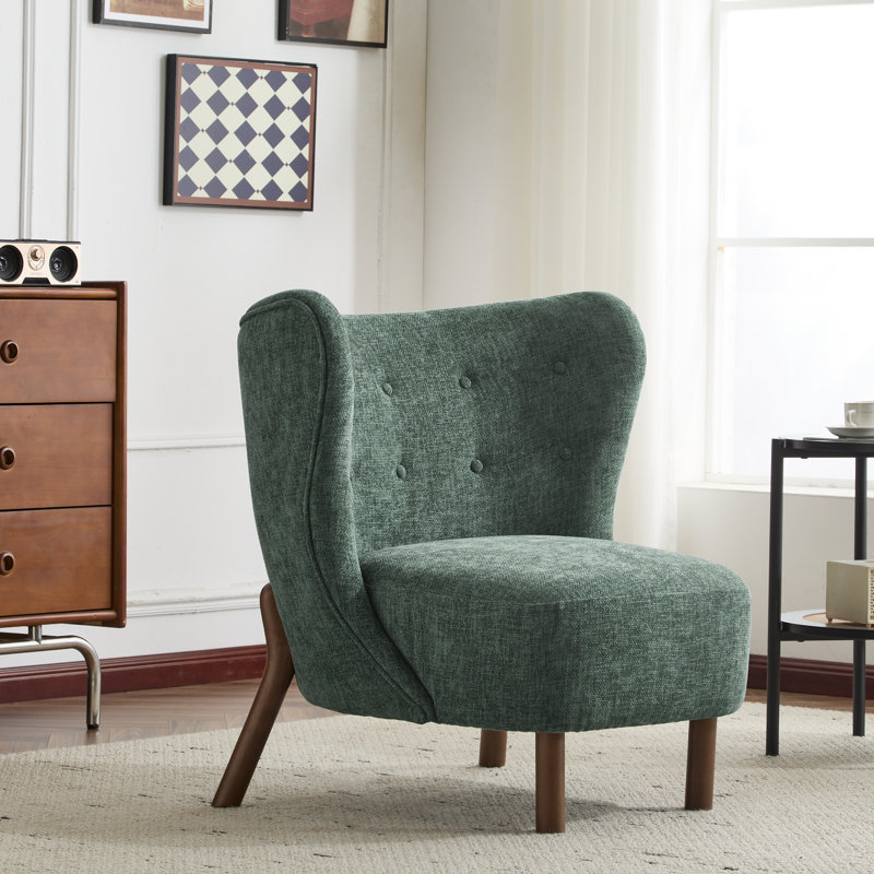 Vezina Upholstered Armless Accent Chair, Green Polyester