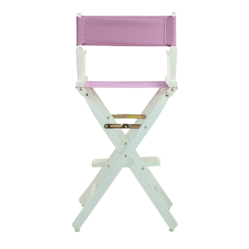 30" Folding Director Chair with Canvas, White, Pink