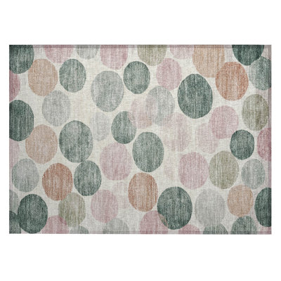 Machine Washable Indoor/Outdoor Xhevrie Salmon Rug