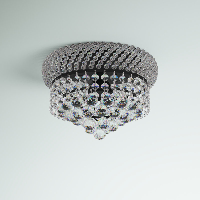 Hallsburg Crystal Semi Flush Mount, Royal Cut, Black