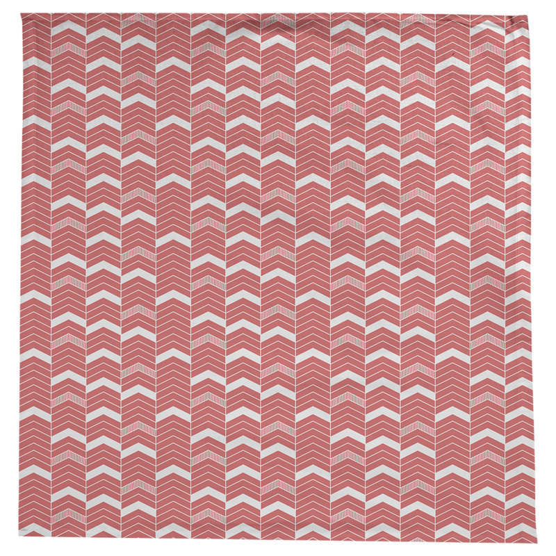 Stephenie Lined Chevrons Tablecloth, Red/White/Peach