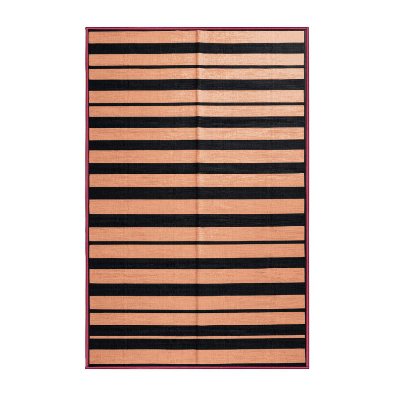 Tapis rose à rayures horizontales lavable à la machine, Rectangle 7 pi x 10 pi