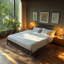 Sierra Solid Wood Bed Frame with Adjustable Headboard / Handcrafted Pattern Platform Bed-1020696901-1020736583
