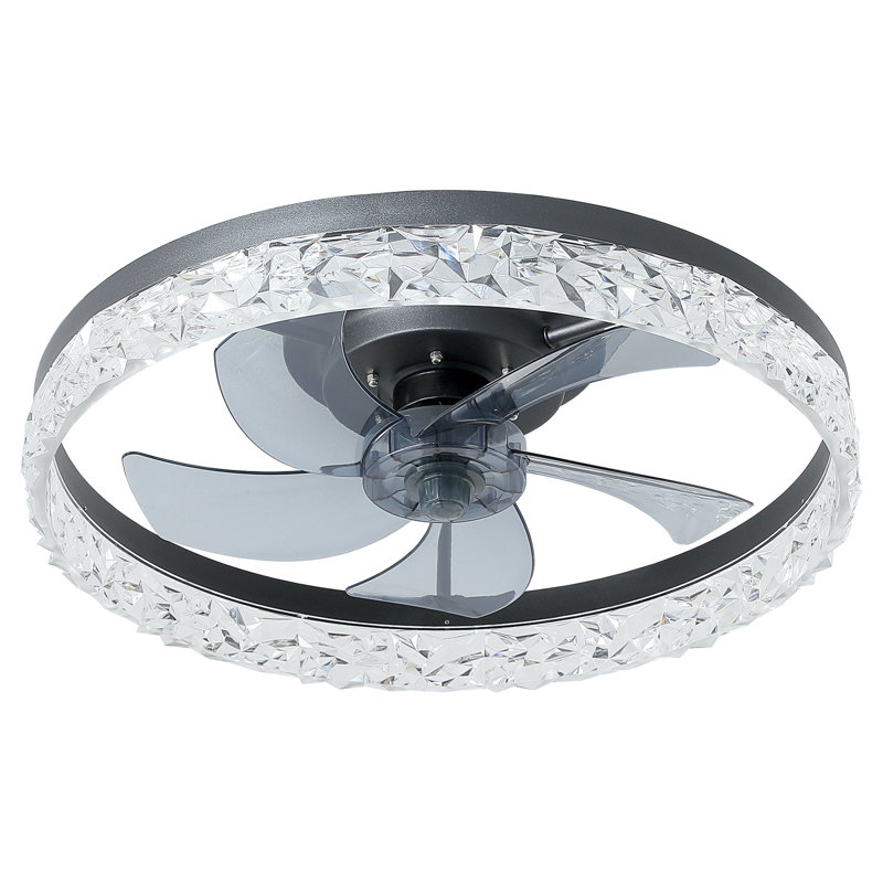 Ventilateur de plafond en cristal 20 po, Noir