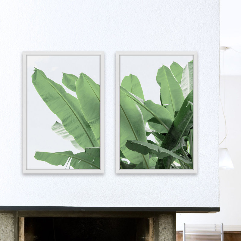 « palm bay diptych » par bay île home, impression sur papier encadrée, H 18 po x l 12 po x L 1,5 po, Cadre blanc