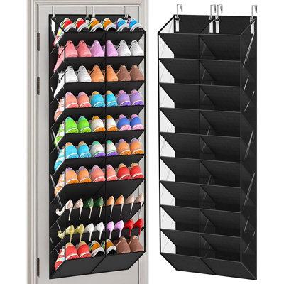 Rangement pour chaussures à 10 niveaux avec poches transparentes, support à chaussures pour 20 à 30 paires de chaussures de sport, porte-placard pour toute la famille, noir