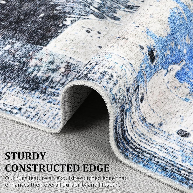 Area Rugs 4x6, Non-Slip, Machine Washable Oriental Rugs, Low Pile, Soft Ultra-Thin Carpet for Living Room, Bedroom, Dining Room, Office
