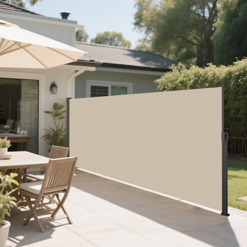 Retractable Side Awning, 118" X 71" Beige, And Water , For Patio, Garden, Balcony Privacy, Filler Privacy Screen Outdoor Areas, Material