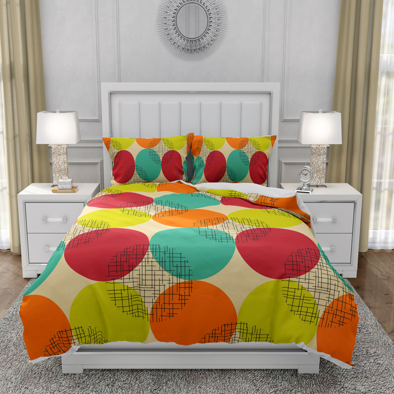 Geometric Shapes Duvet Cover, Queen Duvet Cover + 2 Queen Shams