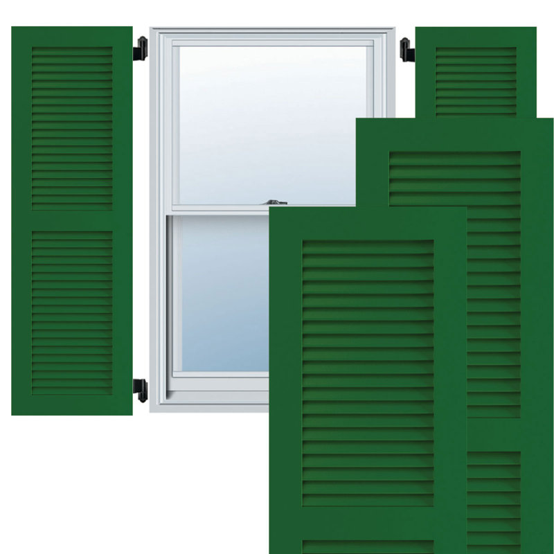 Deux volets à persiennes en PVC True Fit, Vert Guignet, 37", 15"