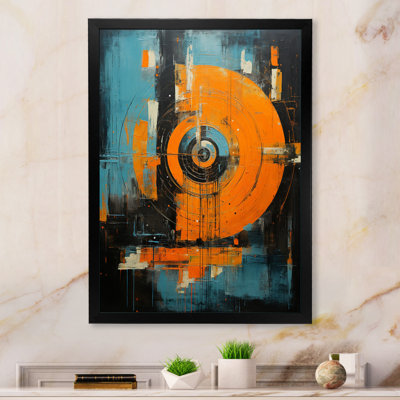 Interlude Of Jazz Cocktail Retro Orange And Blue - Modern Geometric Wall Decor