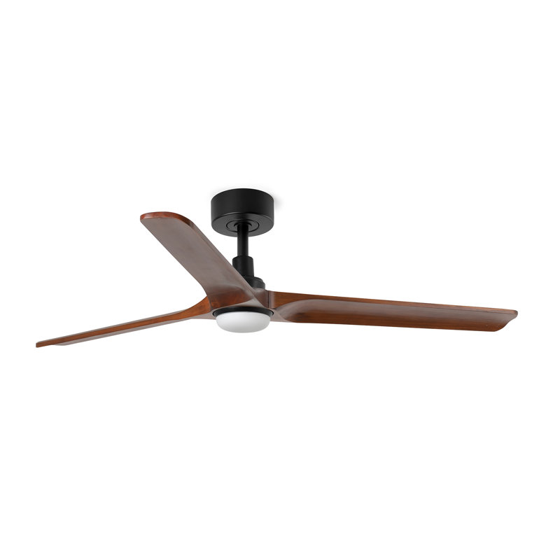 Ventilateur à DEL Heywood, Noir mat, Noyer foncé