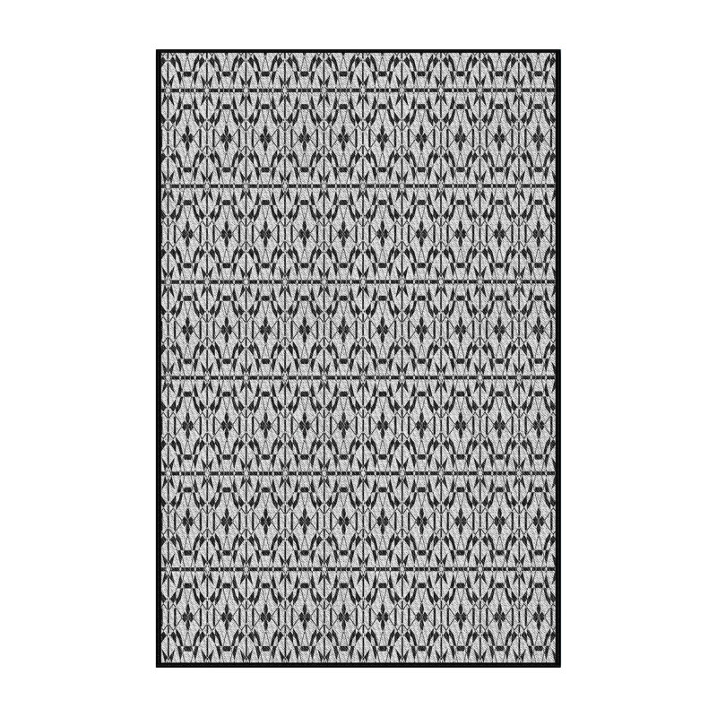 Tapis noir/blanc à motifs, Rectangle 4 pi x 6 pi