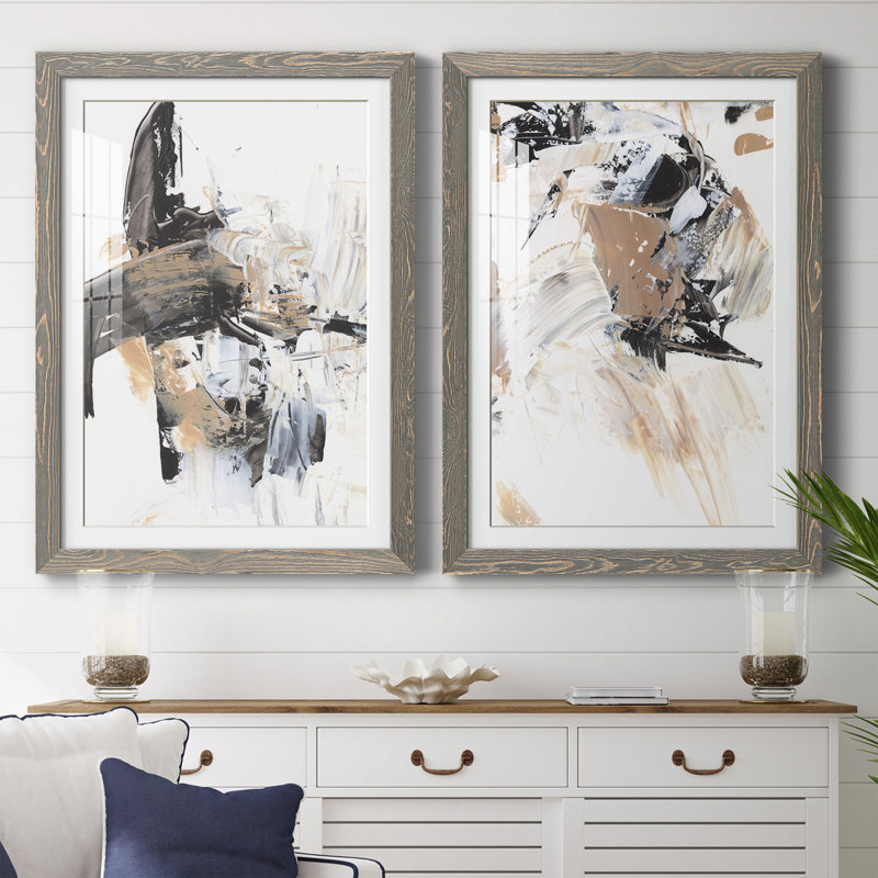 Ruckus I - ensemble de 2 peintures encadrées, H 43,5 po x l 31,5 po x P 1 po, Cadre gris
