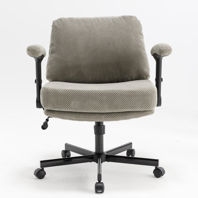 Criss Cross Chair With Wheels And Flip Arms-Comfy Fabric Cross Legged Office Chair