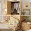 Armoire 70 "en bois avec 2 portes et 3 tiroirs, armoire de chambre à coucher avec tablette suspendue