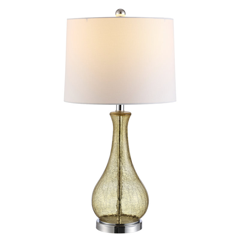 Glass Table Lamp, Amber Crackle