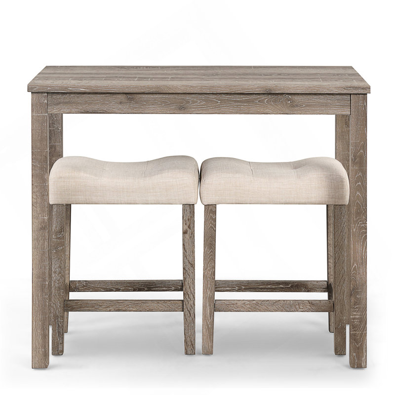 Wood 3-Piece Counter Height Dining Set, Taupe, Beige, Taupe