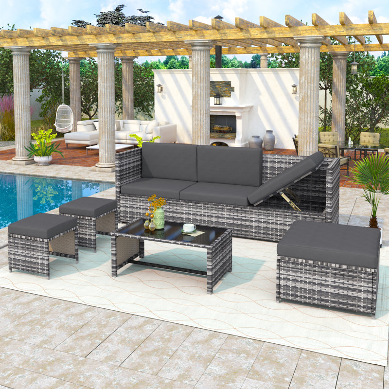 Bylas 6 - Person Seating Group with Cushions, Grey