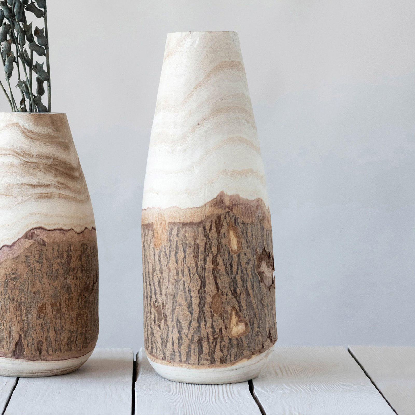 Kelly Wood Table Vase, 16"