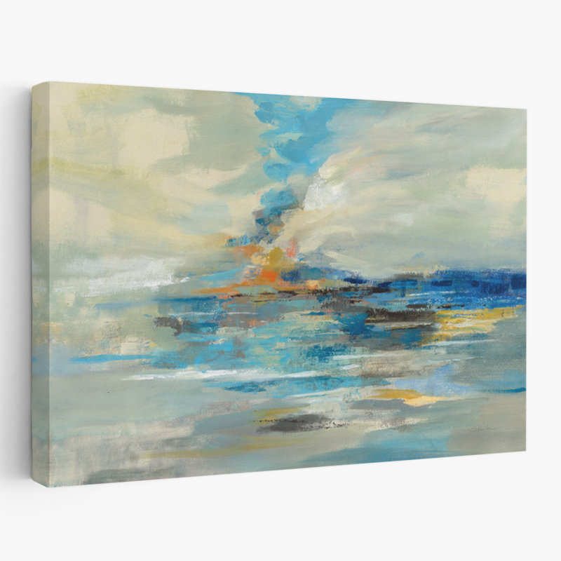 Premier jour de l'été - plage abstraite, bleu, H 60 po x l 40 po