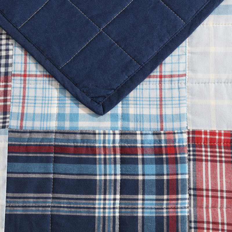 Nautica Stony Point Blue Cotton Reversible Quilt, Twin Quilt