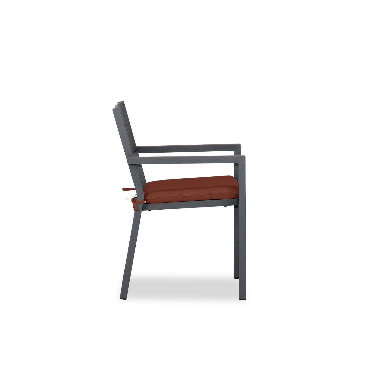 Vivant Aluminum Outdoor Dining Armchair with Cushion, Canvas Henna Sunbrella® Canvas, Slate