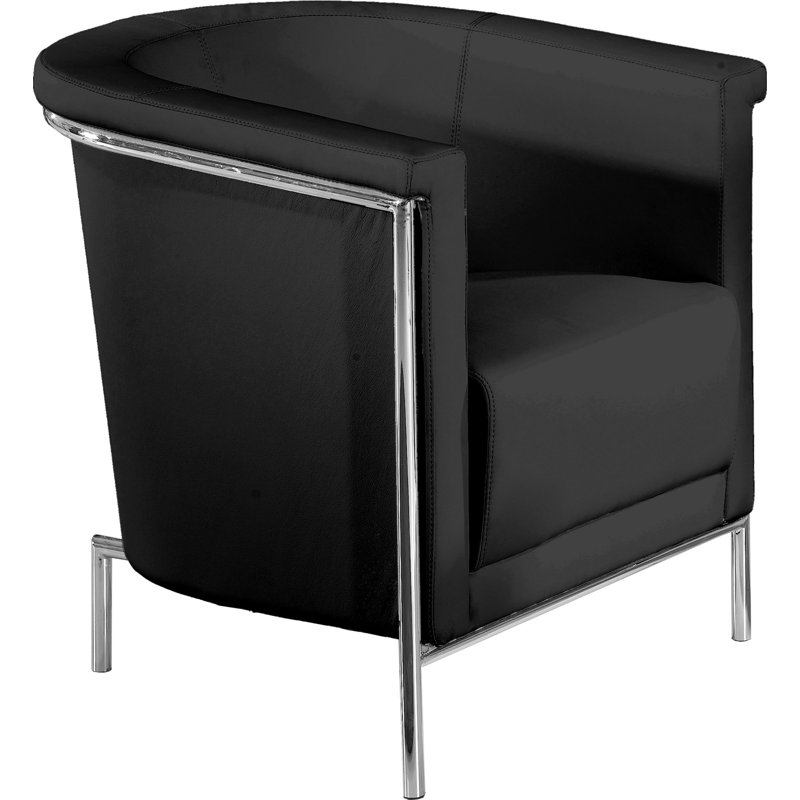 Fauteuil demi-tonneau de 27 po Jaico, Similicuir noir