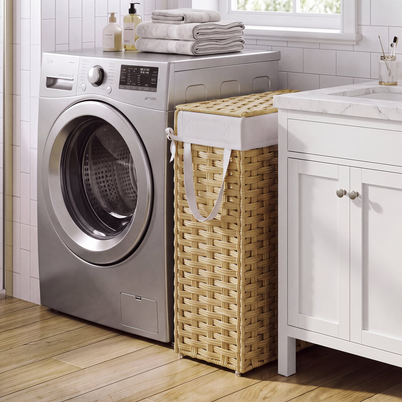 Laundry Basket With Lid And Handles, Yellow