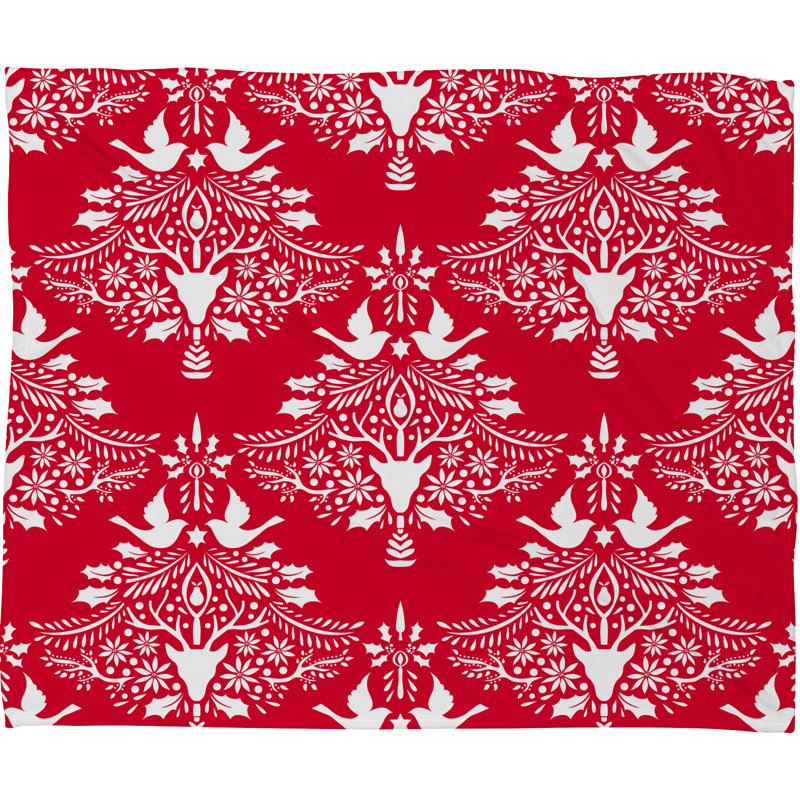Jeté polaire en peluche de papier de noël, Moyen, Rouge