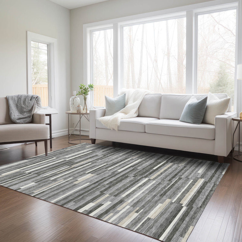 Malek Indoor/Outdoor Area Rug with Non-Slip Backing, Rectangle 5' x 7'6"