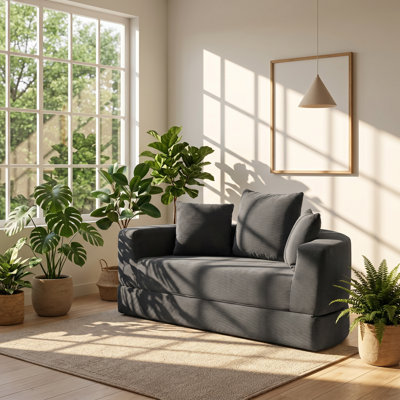 Canapé-lit modulaire en velours côtelé gris l 67 po x P 33,5 po Aislin