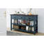 Console rétro avec deux tablettes ouvertes, structure en bois de pin massif et pieds pour le salon (bleu marine)-1359666165