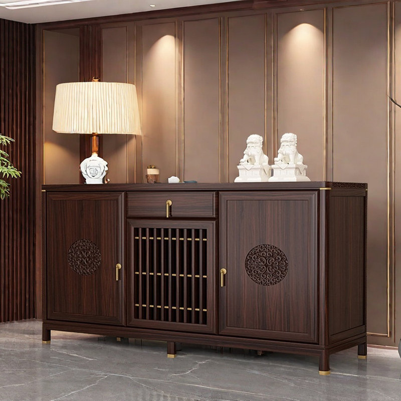 Buffet en bois massif de style chinois, Terre de Sienne