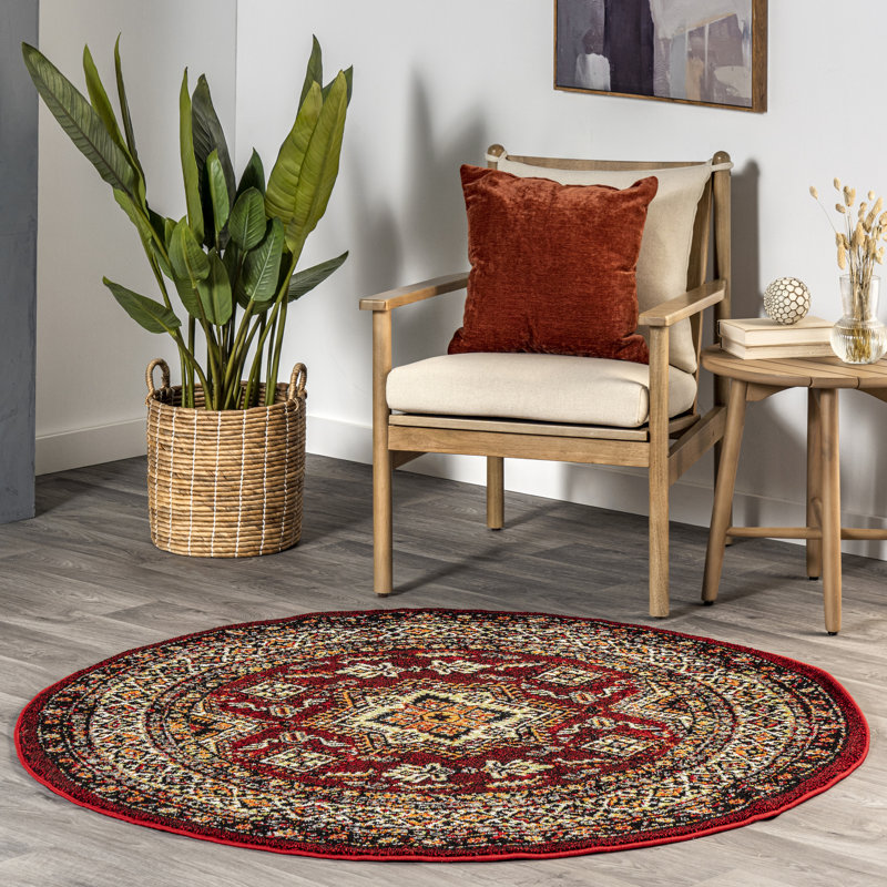 Tapis rouge intérieur / extérieur de style sud-ouest Brook Lane, Rond 6 pi